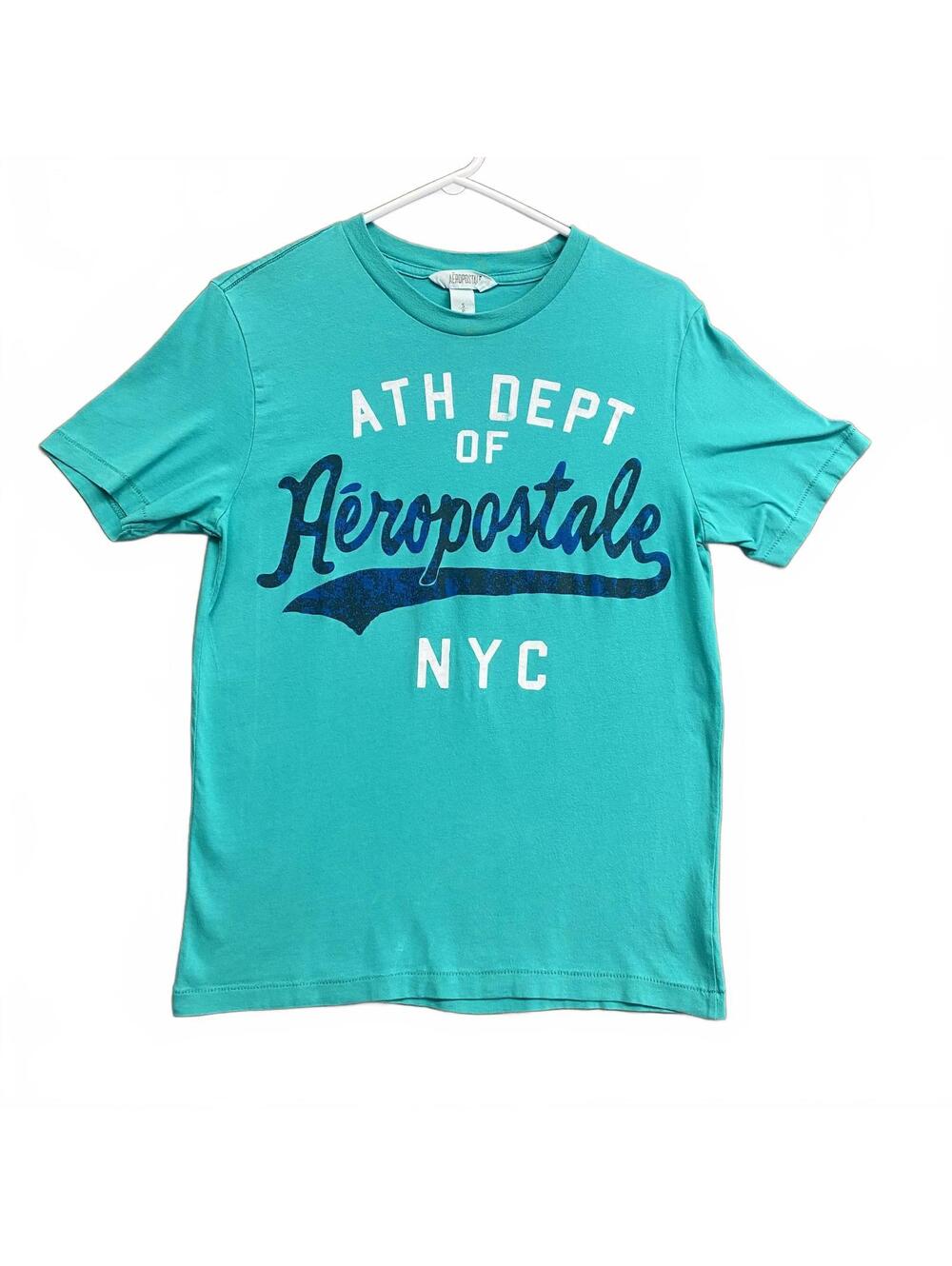 Aeropostale ATH DEPT NYC Graphic T-Shirt in Turquoise Men's Size Small